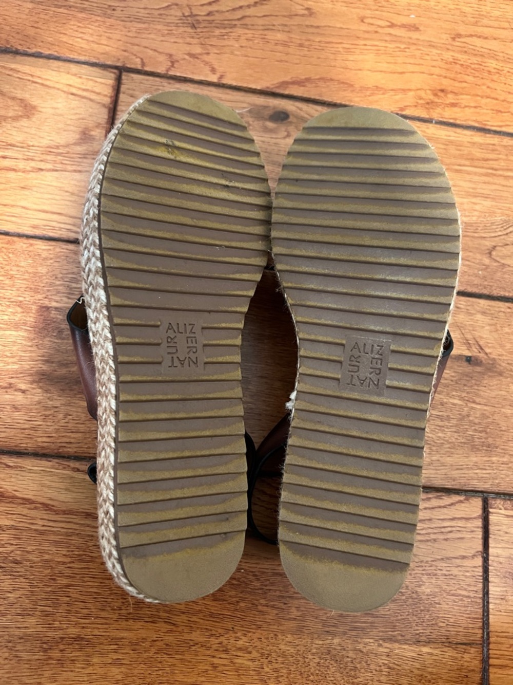 Naturalizer Jasmin Brown Leather Espadrille Platform Wedge Slingback Sandals - Picture 4 of 8